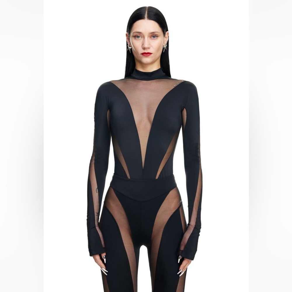 Mugler x H&M Mesh Paneled Bodysuit. Size S NWT New With Tags.